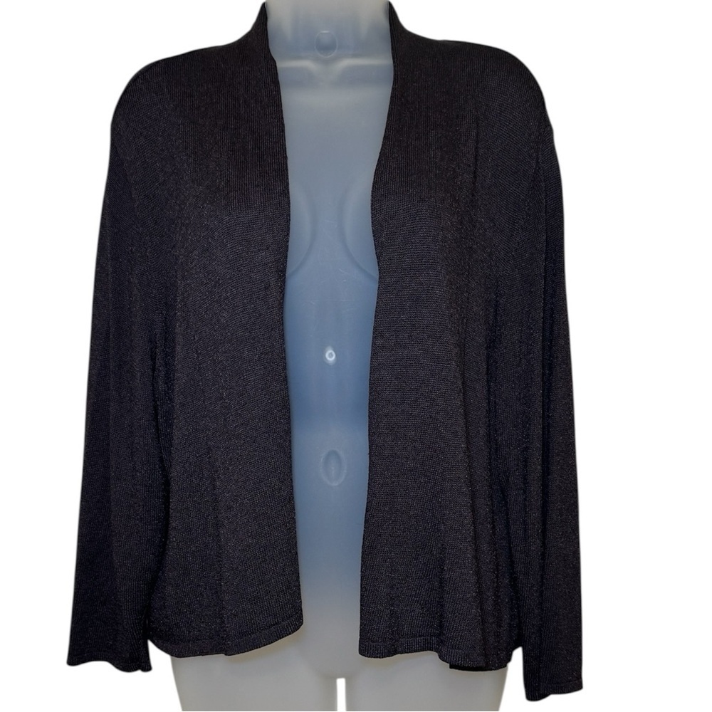 Eileen Fisher Brown Open Front Cropped Cardigan Sweater Size L